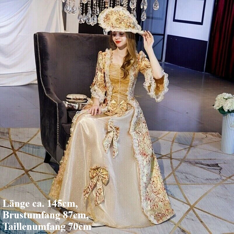 Damen Viktorianisch Kostüm Mittelalterlich Ball Ballkleid Gothic Retro Vintage - Bild 1 von 4