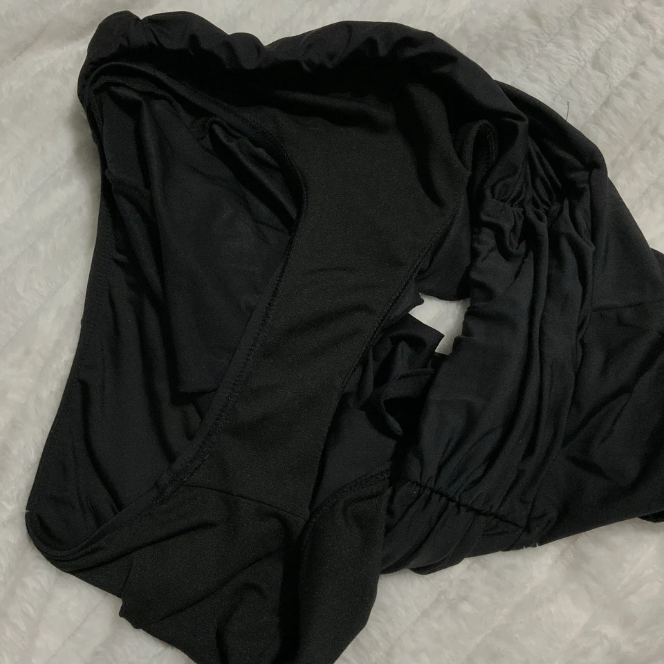 black y2k ruched waist micro mini swim bikini skirt - large - Image 4 of 4