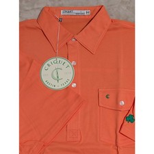 Criquet Mens Player Polo Shirt Orange Large Embroidered Organic Cotton Golf NWT