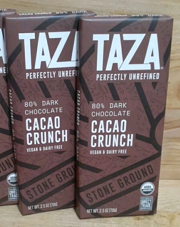 2: TAZA Dark Chocolate CACAO CRUNCH Organic UNREFINED 80% St