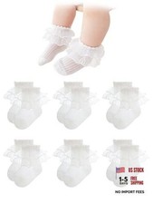 Baby Girls Socks with Bow Infant Breathable Mesh 3-5T Double-layered Lace White