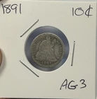 1891 Seated Liberty Dime Coin