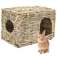 Rabbit Grass Bed House Foldable Woven Grass Hut Small Pets Chew Hideaway Toys