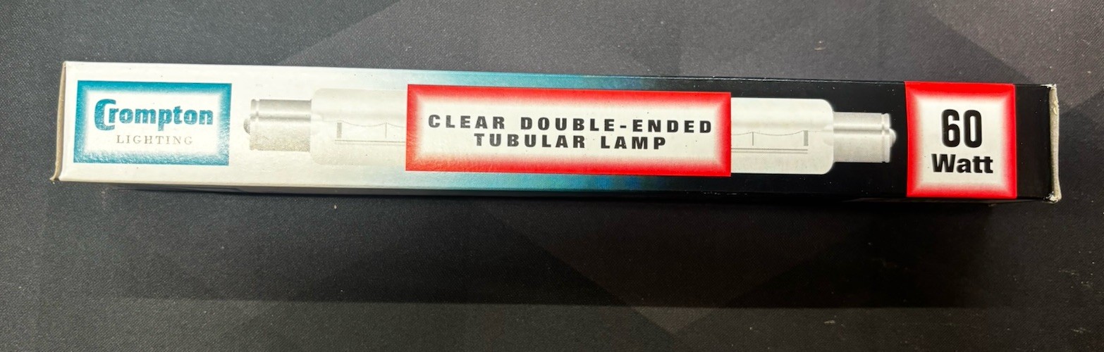 Crompton Clear Double-Ended Tubular Lamp 60W 240V 221mm x 25mm Bulbs - NEW