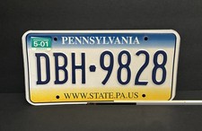 Pennsylvania License Plate, DBH - 9828 WWW.STATE.PA.US — Excellent Condition