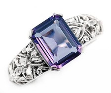 2CT Natural Amethyst 925 Solid Sterling Silver Filigree Ring Sz 6,7,9 AZ2