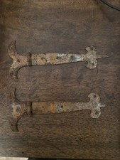 1 pair gothic hinge door cupboard chest hinges 2 church rust aged box hinges £12