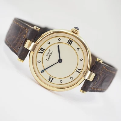 CARTIER MUST VENDOME 1861 IN 925/SILBER VRGOLDET QUARZ 30mm - Bild 1 von 4