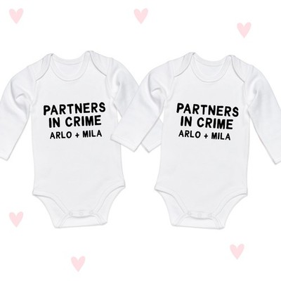 Partners In Crime Baby Grow Langarm Zwillinge Beste Freunde Outfit Personalisiert