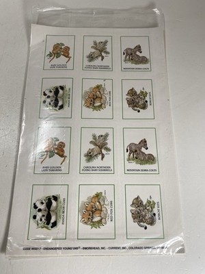 Vtg Current 3 Full Sticker Sheets Morehead Endangered Young Uns Stamp Shape RARE