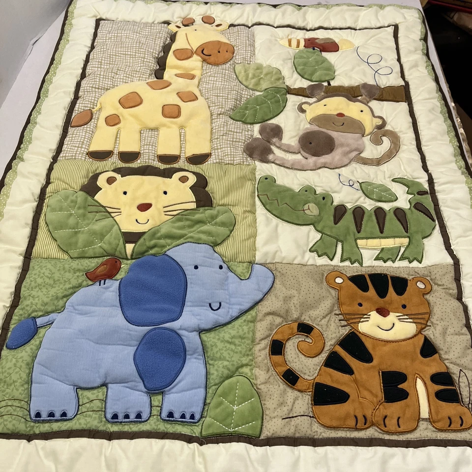 Just Born Baby Quilt Safari Animals Patchwork Baby Blanket 39”x31” - Image 2 of 4