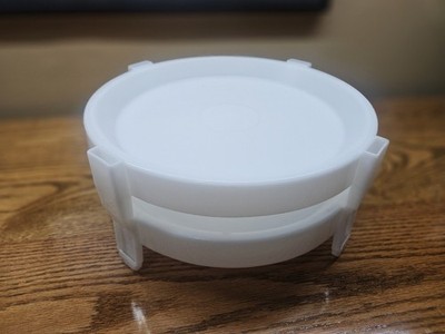 TWO Vintage TUPPERWARE Divide-A-Rack White Pie Stackers- Made in the USA