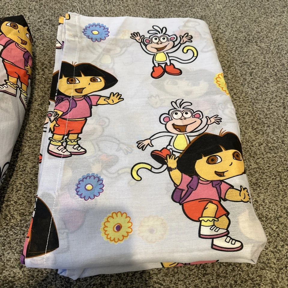 Juego de sábanas vintage Dora Explore Dan River ajustadas y planas Y2K EE. UU. Foto 2 de 4