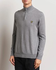 Lyle  Scott Mens Grey Quarter 1/4 Zip Pullover Sweater Jumper Casual Size - M