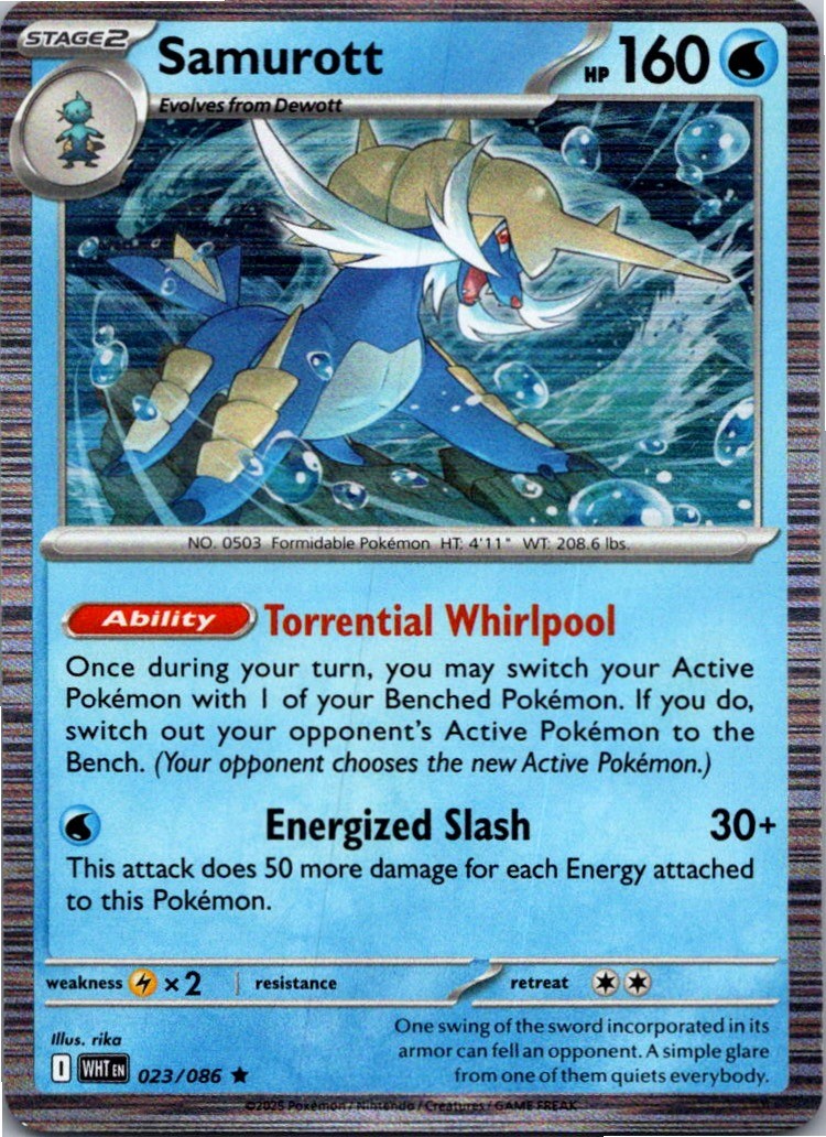 Samurott 023/086 Holo Rare White Flare Pokemon Near Mint