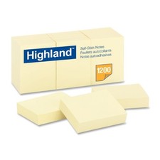 3M 6539YW Highland Self-Stick Notes 1.5" x 2" Yellow 12/Pack