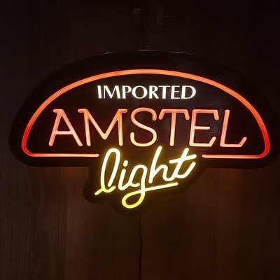 Vintage Amstel Light Lighted Beer Sign Imported Amsterdam Neon Phase Four Produc