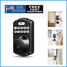 Smart Keyless Entry Lock with 20 User Codes Anti-Peeking Feature - Matte Black