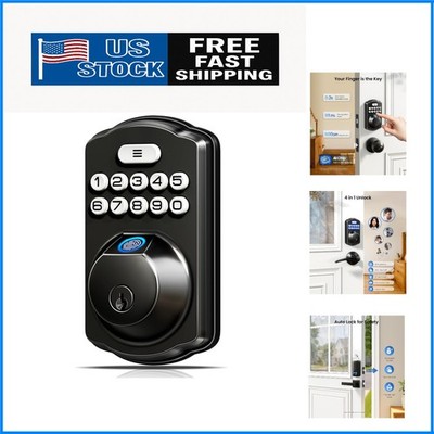 Smart Keyless Entry Lock with 20 User Codes & Anti-Peeking Feature - Matte Black