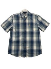 Carhartt Relaxed Fit Men s Size L Blue Plaid Work Shirt Short Sleeve Button