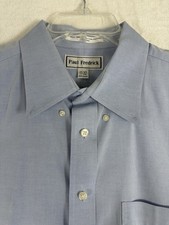 Paul Frederick Dress Shirt 17 32 Blue Two Ply Cotton Button Down Fredrick