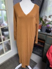 Asos Long Sleeve Brown Sweater Dress Size 8 (aa)