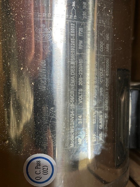 Worldwide Electric Model WSSNV34-18-56CB Motor, 3/4 HP, 1800 RPM New