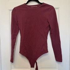 Abercrombie Fitch Burgundy Long Sleeve Bodysuit Size Small