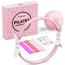 Pilates Ring Set - Kit Fuelon con Cerchio Magico 14" Livello M 1, Rosa