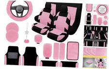 21 Pcs Car Seat Covers Full Set for Women,Car Seat Covers for Car Floor Pink
