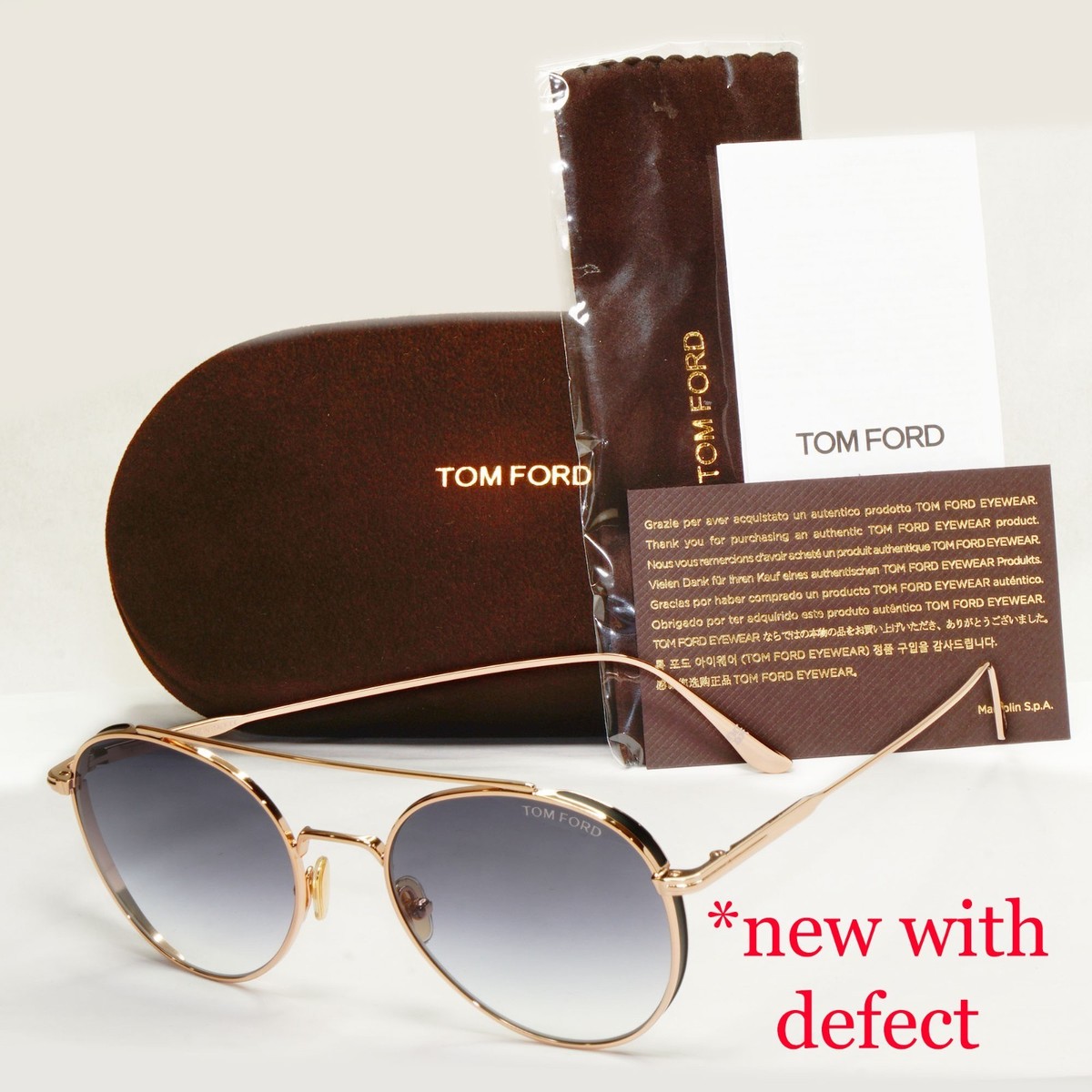 Tom Ford Sunglasses Declan Gold Round Metal Grey Gradient FT0826