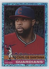 2025 Topps Heritage Chrome Light Blue Sparkle Refractor Carlos Santana #233 2g8