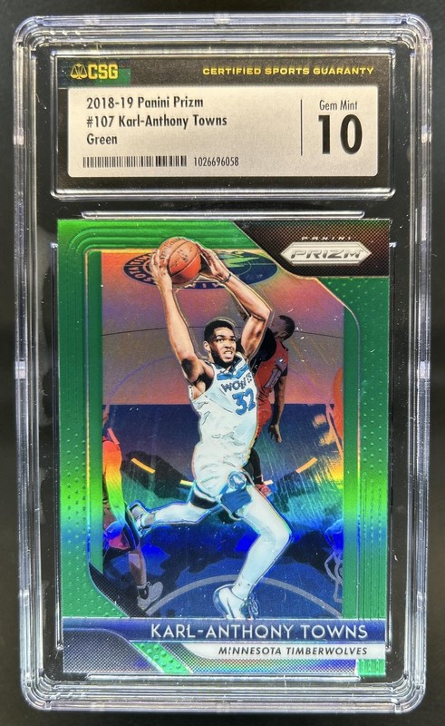 2018-19 Panini Prizm Karl-Anthony Towns Prizm Green #107 Timberwolves CSG 10