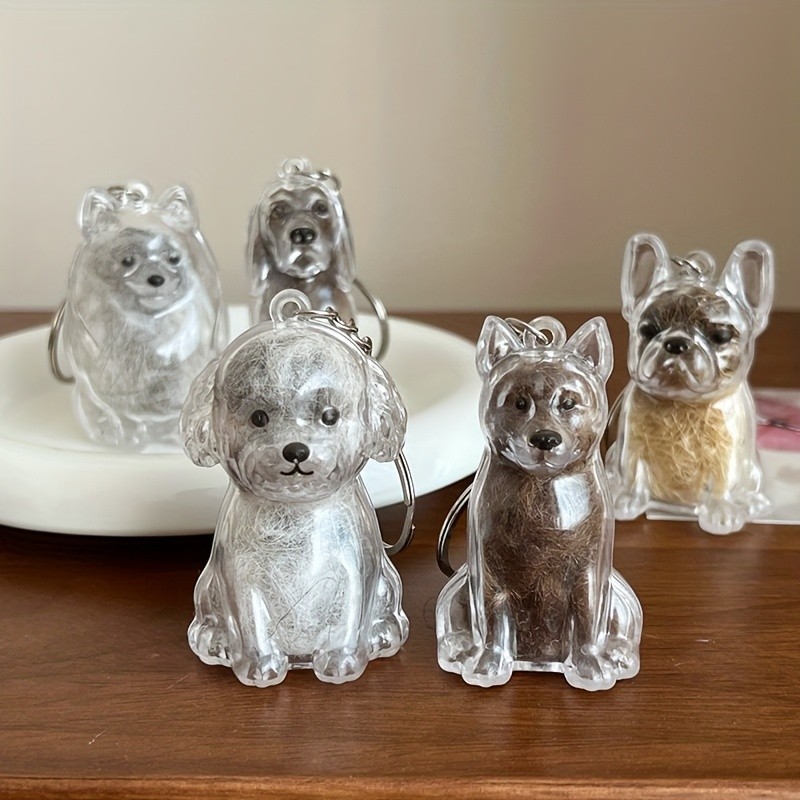 Dog Hair Collector Keychain Charm Memorial Storage Box, Pet Hair