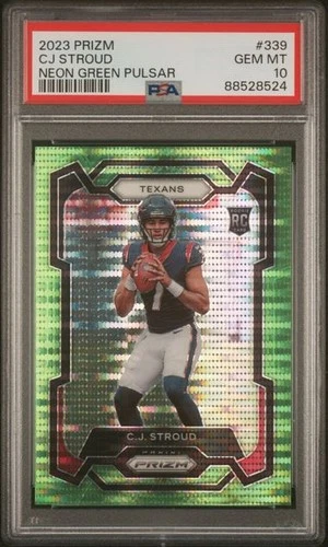 2023 Panini Prizm CJ Stroud NEON GREEN PULSAR RC Rookie Card 339 PSA 10 Pop=847!