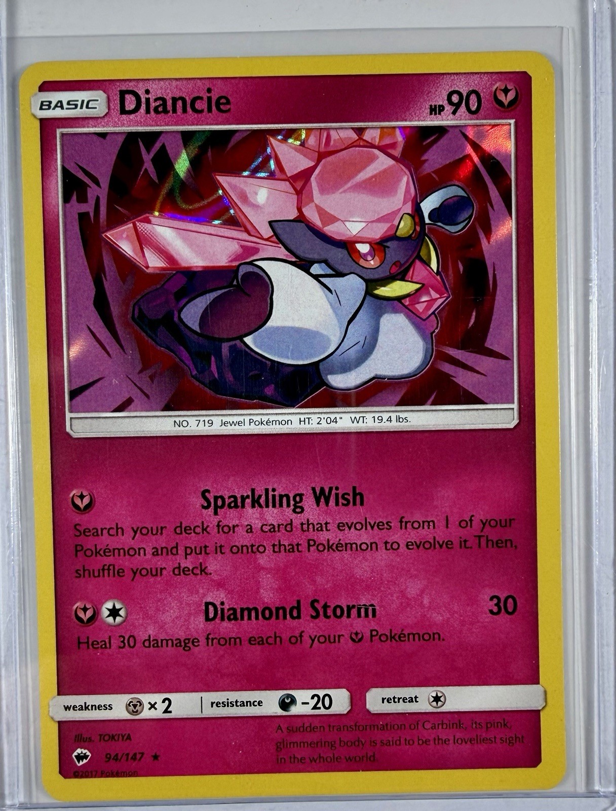 Diancie 94/147 Pokemon Sun & Moon Burning Shadows Holo Rare NM-M (Pack Fresh)