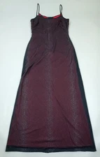 Vtg 90s Morgan & Co Mesh Sparkle Overlay Red Maxi Dress Prom Homecoming Y2K Goth