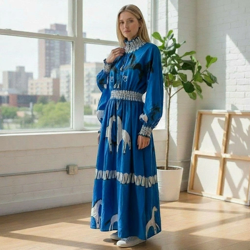 ladies sunday dresses Sunday Best Dress in Linear Poppy Woodblock 1X