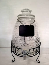 VINTAGE 2.4 Gallon Beehive Glass Beverage Drink Water Ice Tea Dispenser Jar -A87