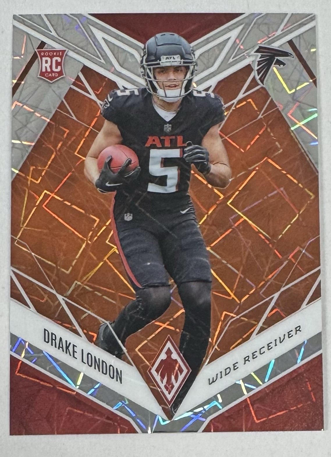 2022 Panini Phoenix Drake London Orange LASER Refractor 52/75 Falcons RC #107