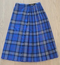 Highland Home Industries Scottish Kilt Blue Black 100 Wool 12 10 Plaid Skirt