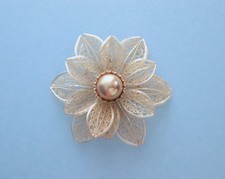 Vintage Celluloid Red Rose Flower Screw-Back Earrings and Matching Headband Set — listing 3