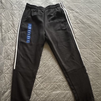 adidas M JOG PANT 3S Black White Striped Jogger Pants L Tapered Drawstring