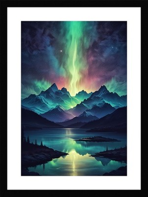 Gerahmtes Wandbild Nostalgische Nordlichter Poster Leinwanddruck Bild