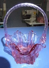 Fenton Glass Pink Basket w/ Twisted Handle 5.75” dia