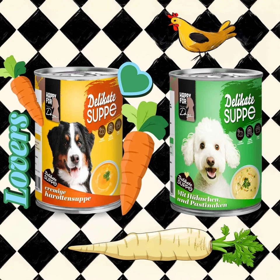 HAPPY FOR Dogs Probierpaket 6 x Suppe mit Huhn und Reis 6 x Karottensuppe je 400 - Bild 4 von 4