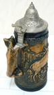 Gerz W. Germany Beer Stein Boar Hunting Fox Handle Lid Hunting — photo 5
