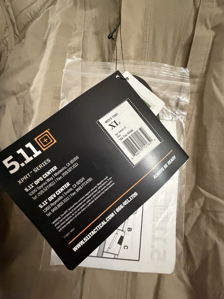 Camisa de Combate 5.11 Tactical Serie XPRT Para Hombre XL TDU Caqui Nueva Con Etiquetas Foto 3 de 4