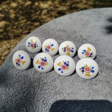 8 Vintage Porcelain White Floral Bouquet Drawer Pulls Cabinet Knobs