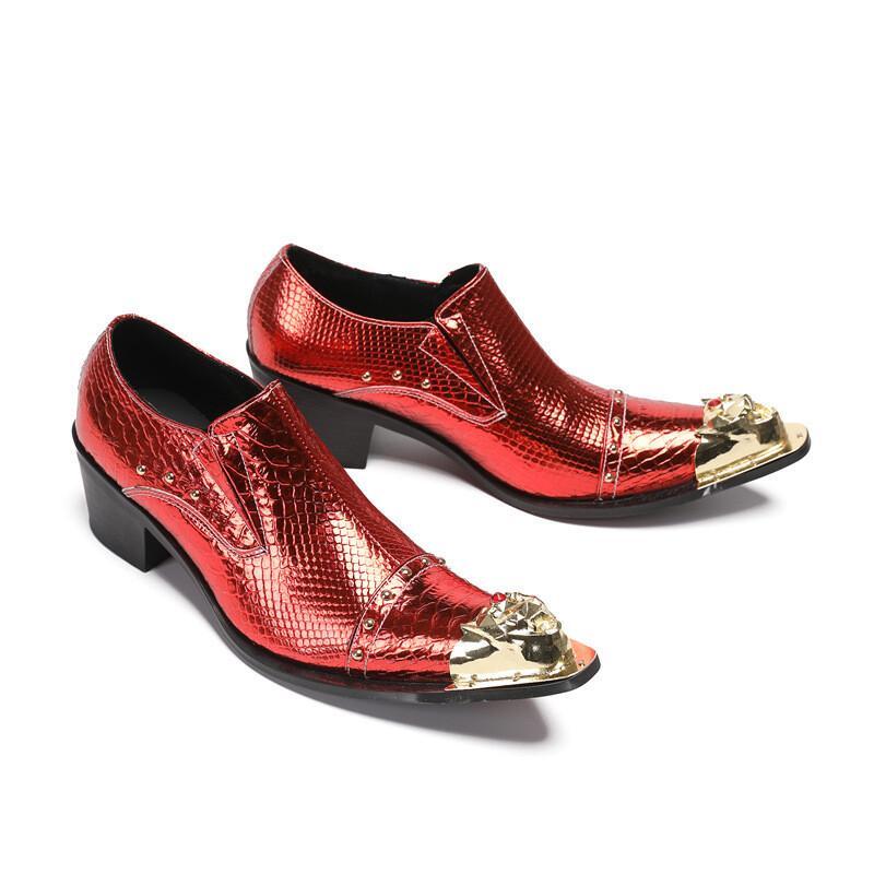 SAOLA Scarpe eleganti da sposa Oxford uomo vera pelle punta metallo slip on rivetti